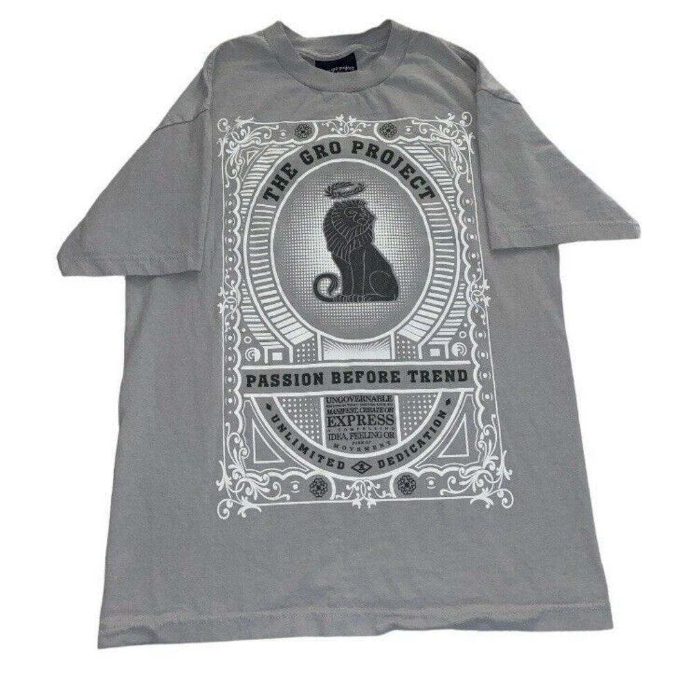 The Gro Project Graphic Tee‎ Men's Medium Crewneck Gray Lion Streetwear